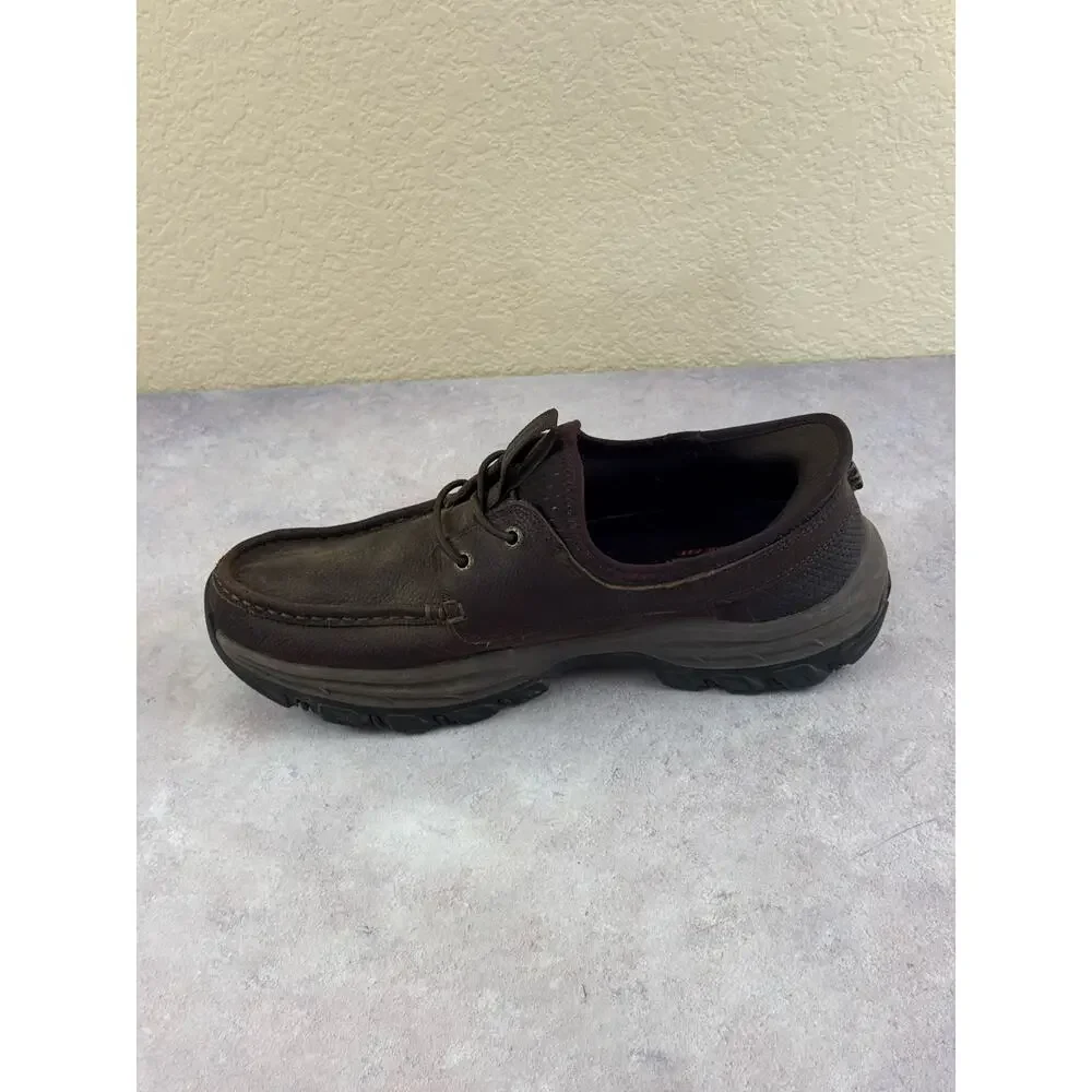 Skechers Slip-ins Relaxed Fit Knowlson Brown Leather Shoes 205188 Men 9.5 X-Wide